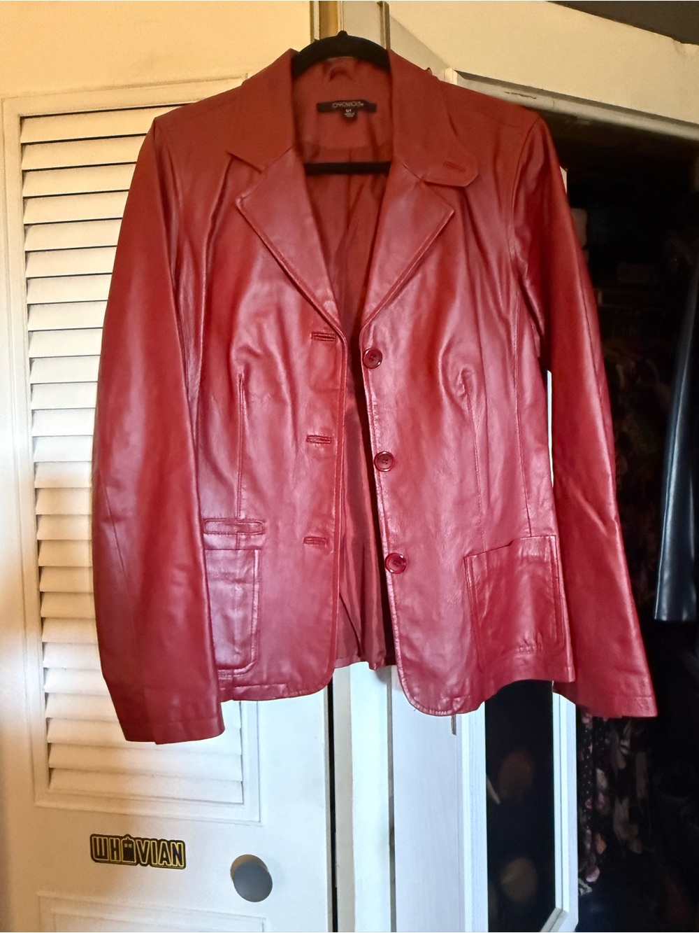 Chadwicks Bold Red Leather Blazer Jacket